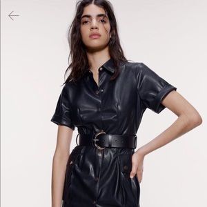 Zara Vegan Leather Trench Dress